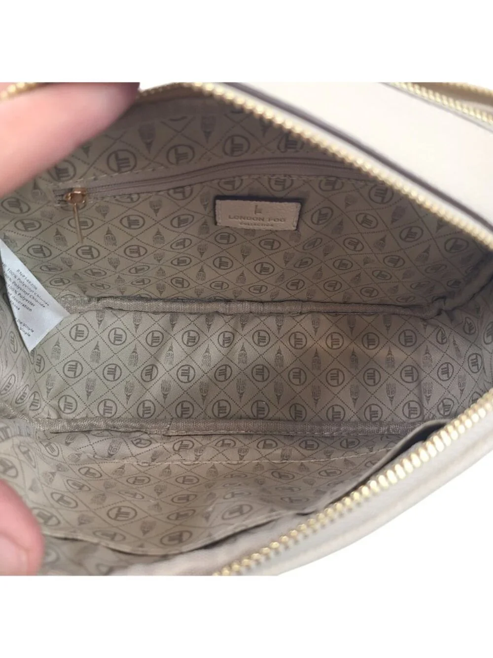 NEW London Fog Buttercream Judy Bowler Camera Crossbody Bag With Gold Accents - Picture 7 of 10